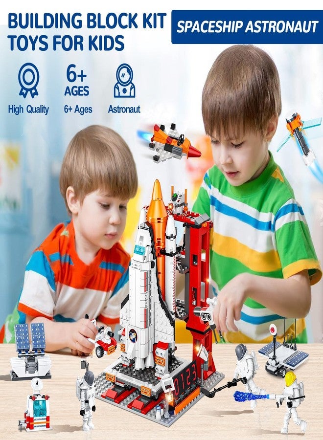 EXCOUP Space Exploration Shuttle Toys, 12-in-1 STEM Aerospace Building Kit Toy, Rocket Building Kit Toy with Launcher, Astronauts, Airplane Rocket, Gift for 6 7 8 9 10 11 12+ Years Old, 855 Pcs - Image 2